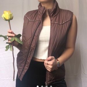 Brown puffer vest